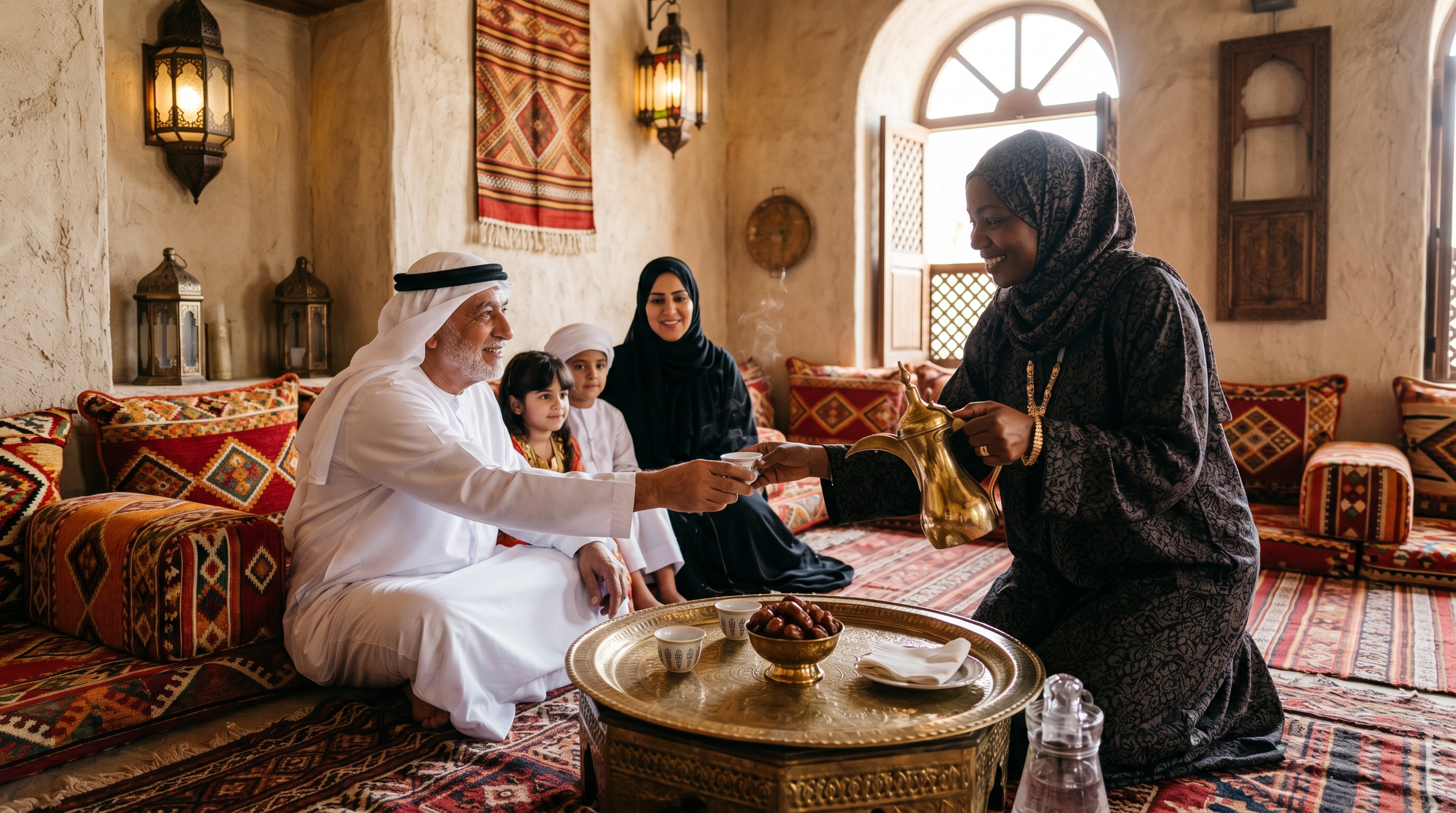 مساعدة شيرين المنزلية تقدم القهوة العربية